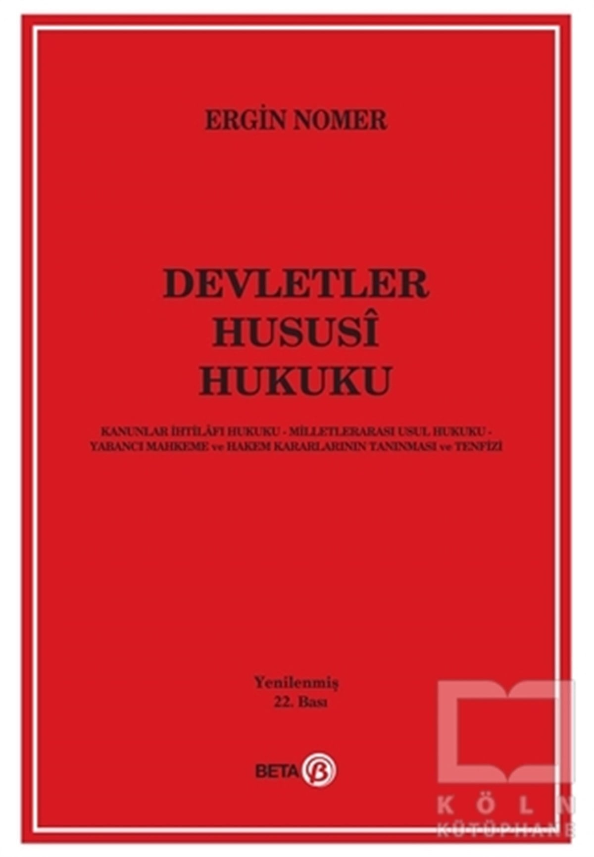 Ergin NomerDers KitaplarıDevletler Hususi Hukuku