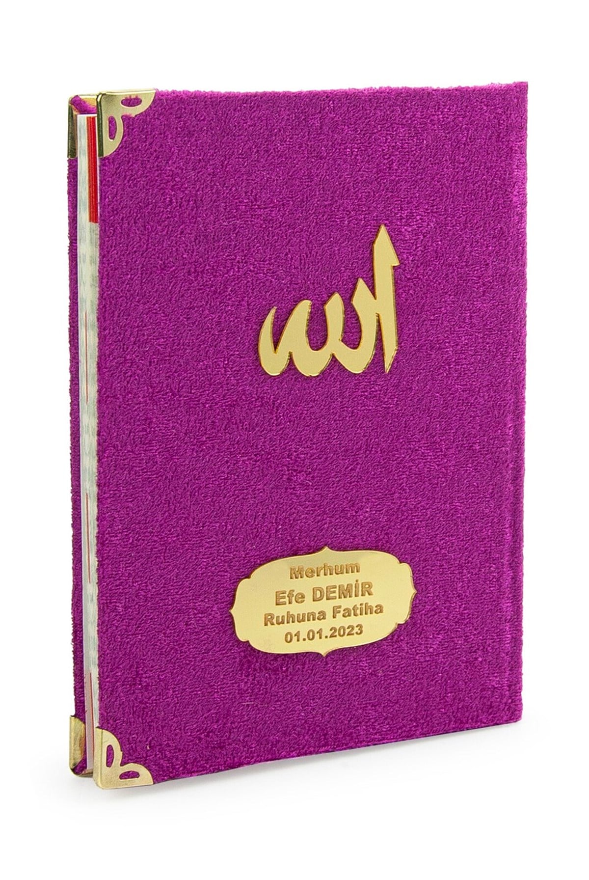 Ekonomik Kadife Kaplı Yasin Kitabı - 80 Sayfa Fuşya Rengi