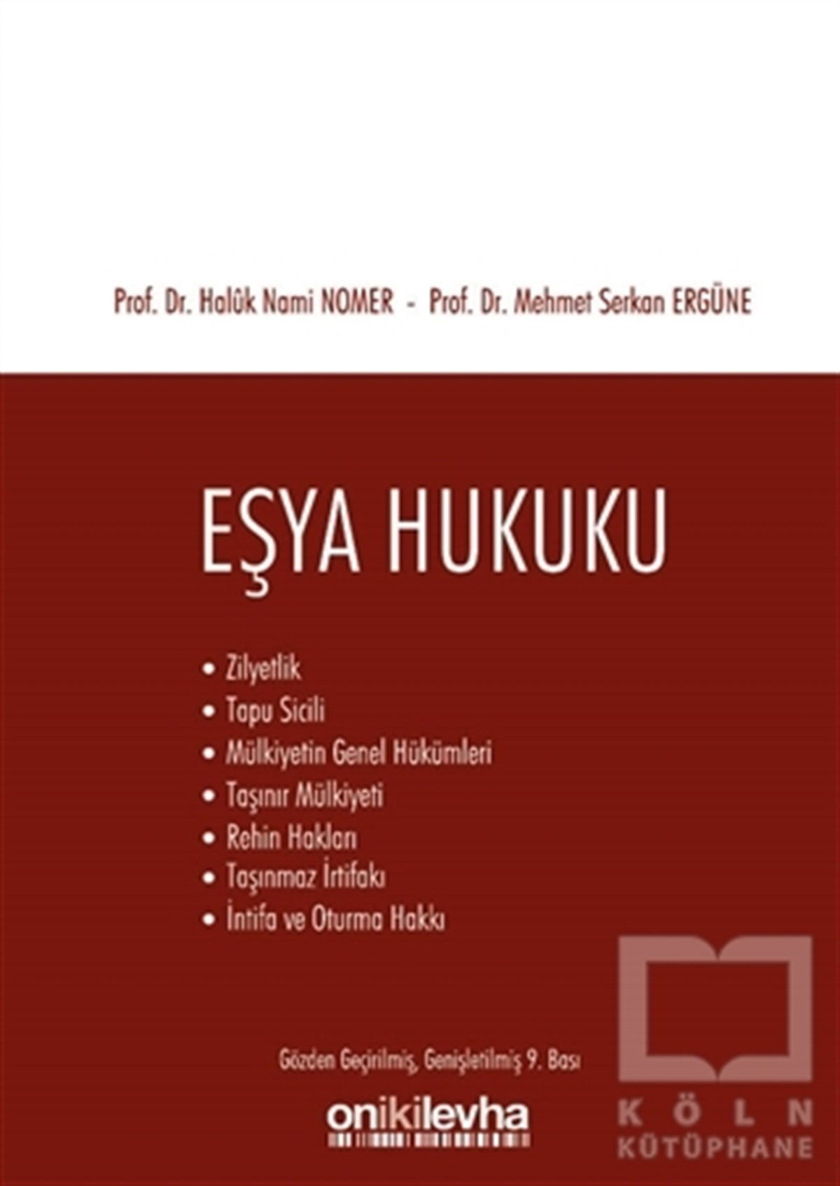 Mehmet Serkan ErgüneKanun KitaplarıEşya Hukuku