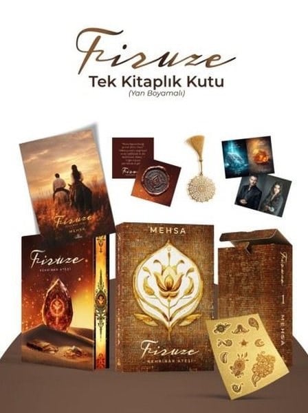 MehsaTürk RomaniFiruze 1 - Kehribar Ateşi - Tek Kitaplık Kutu - Yan Boyamalı