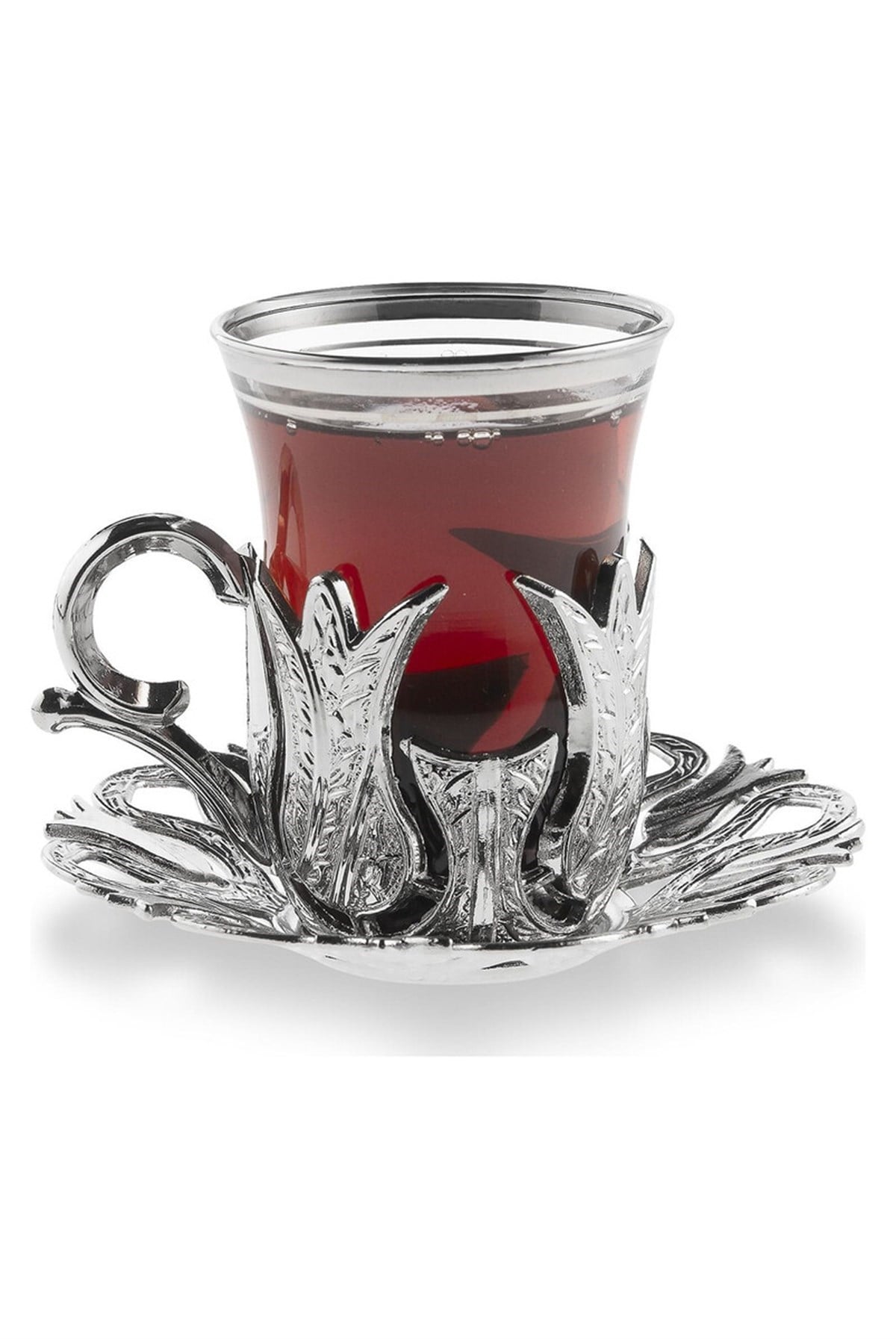 Hanedan 6 lı Çay Sunum  Seti Gümüş