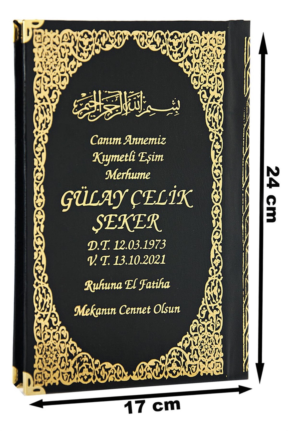 İsim Baskılı Ciltli Yasin Kitabı - Orta Boy - 80 Sayfa - Siyah Renk - Cemiyet Hediyeliği