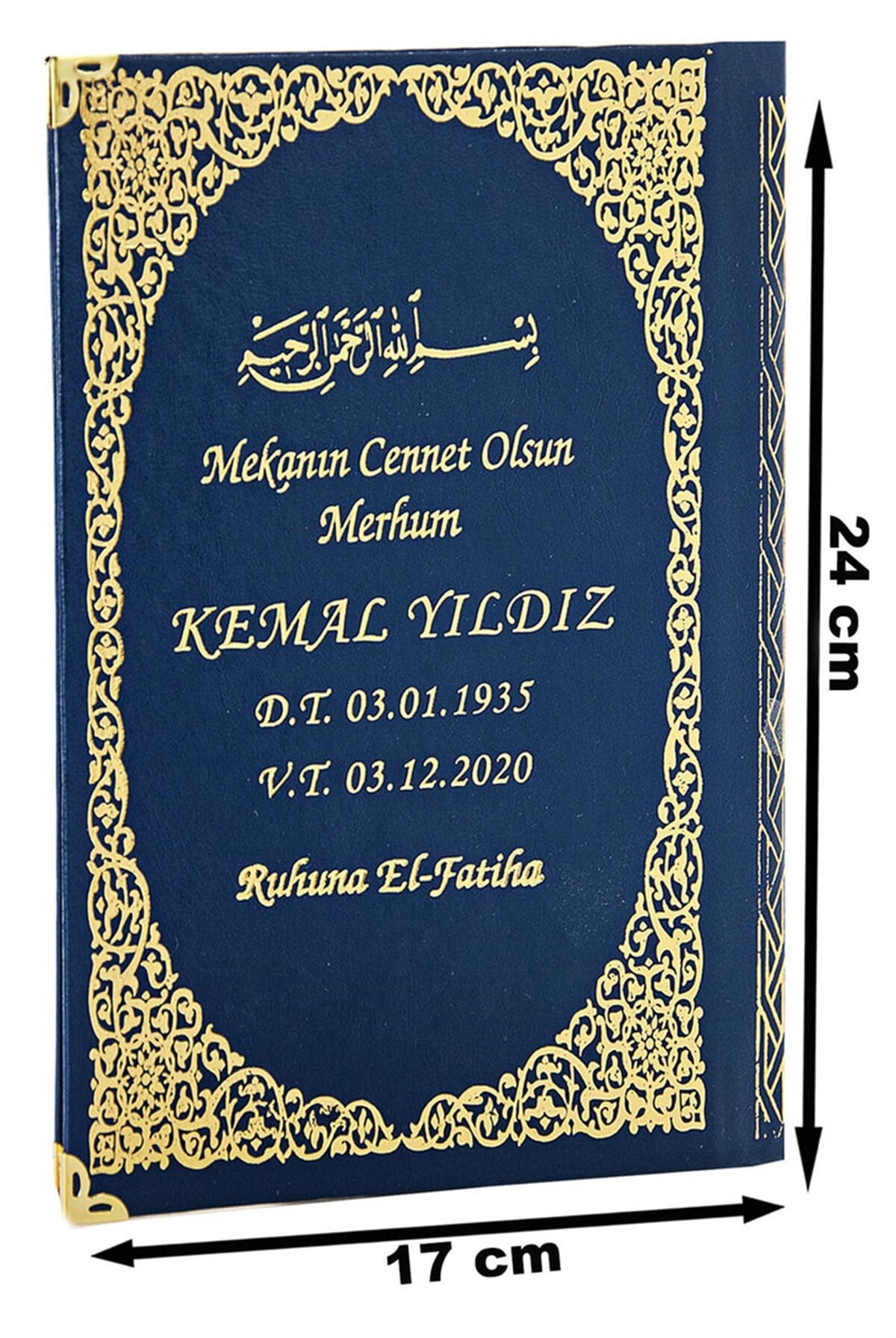 İsim Baskılı Ciltli Yasin Kitabı - Orta Boy - 80 Sayfa - Lacivert Renk - Cemiyet Hediyeliği