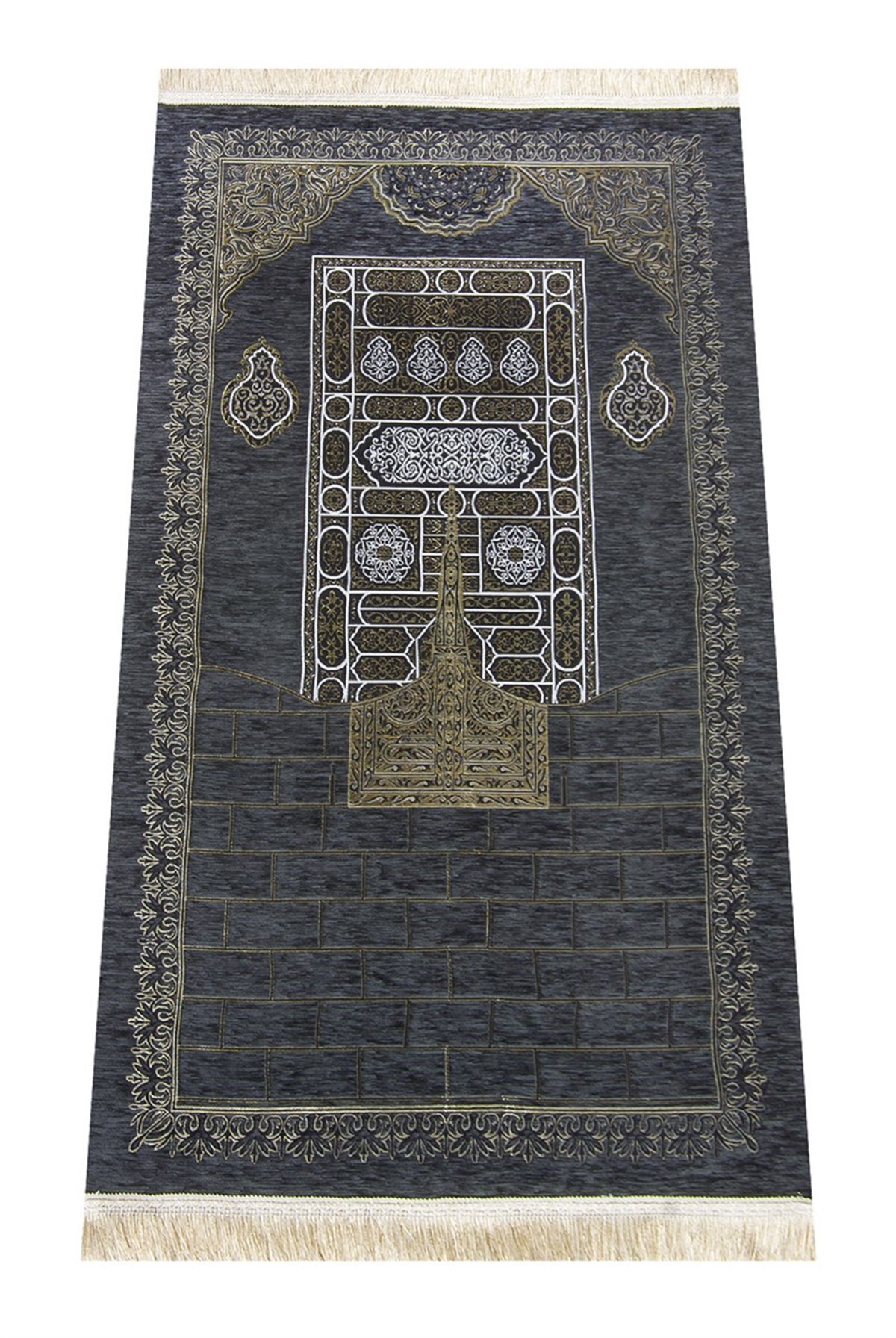 Kabe Desenli Ultra Plus Siyah Şönil Seccade 17