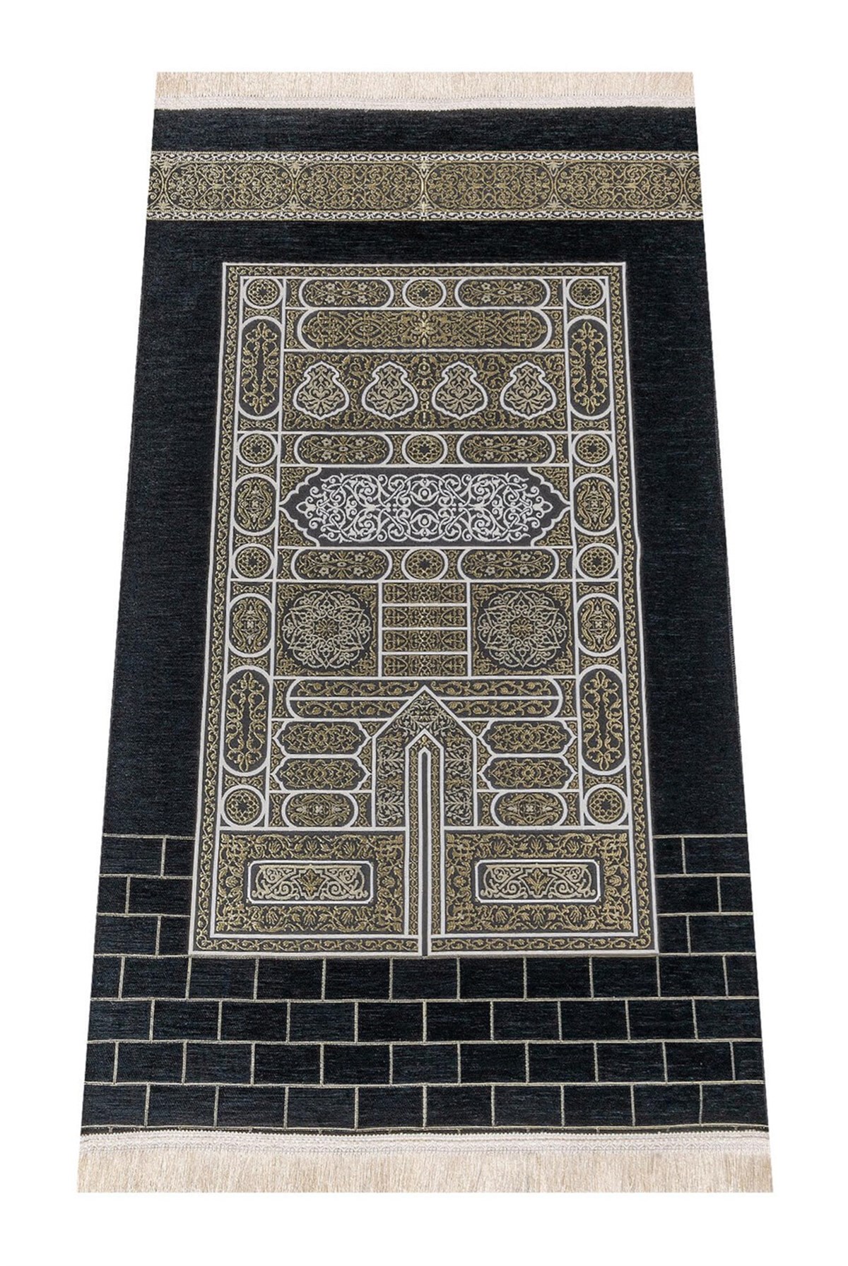 Kabe Desenli Ultra Plus Siyah Şönil Seccade 18