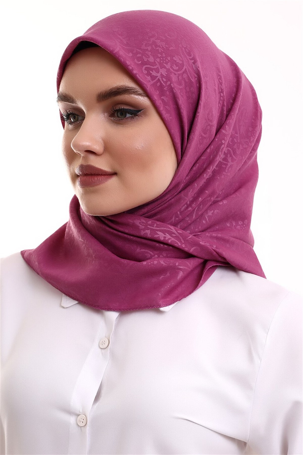 Kofra Desenli Baş Örtü - Fuşya