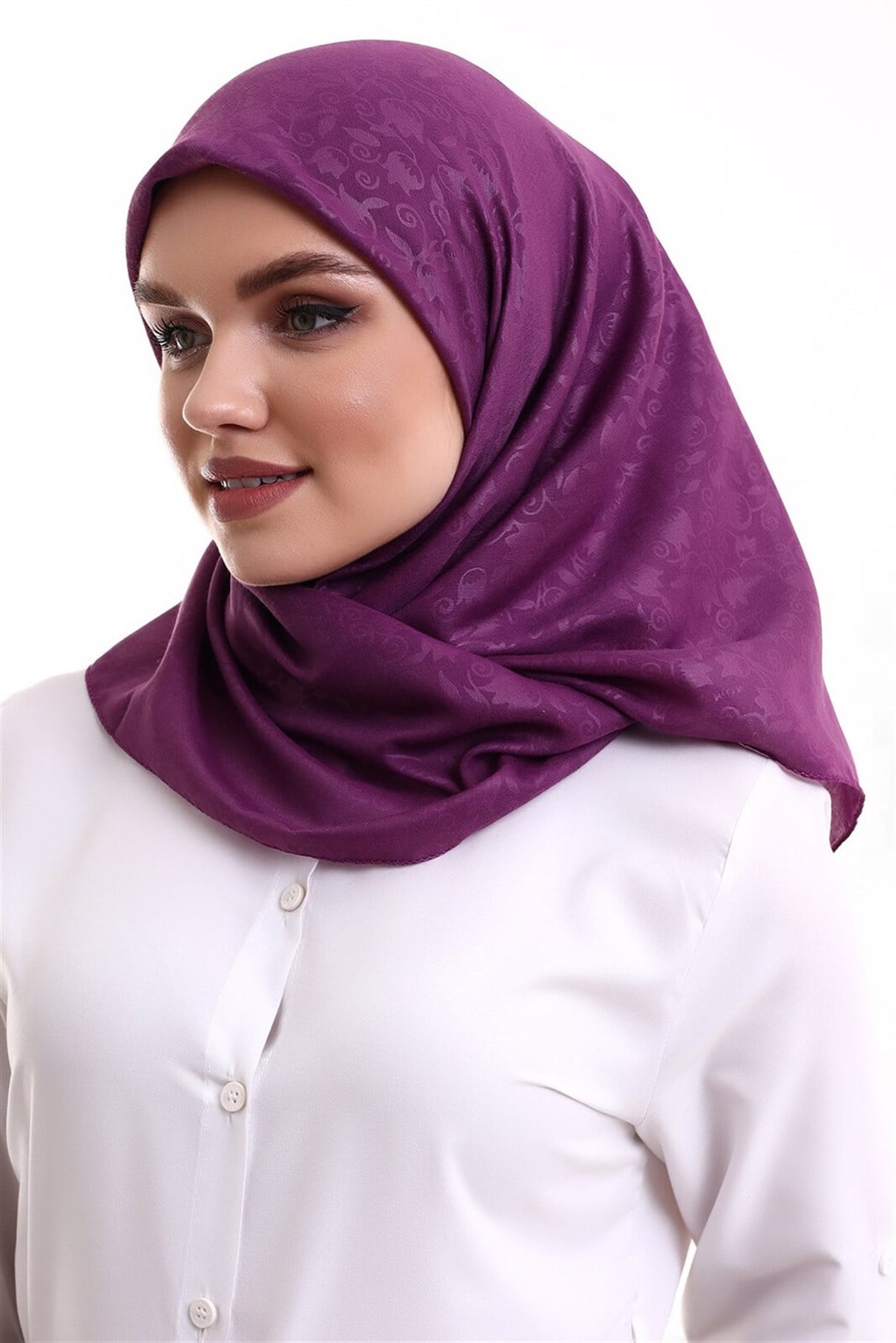 Kofra Desenli Baş Örtü - Lila
