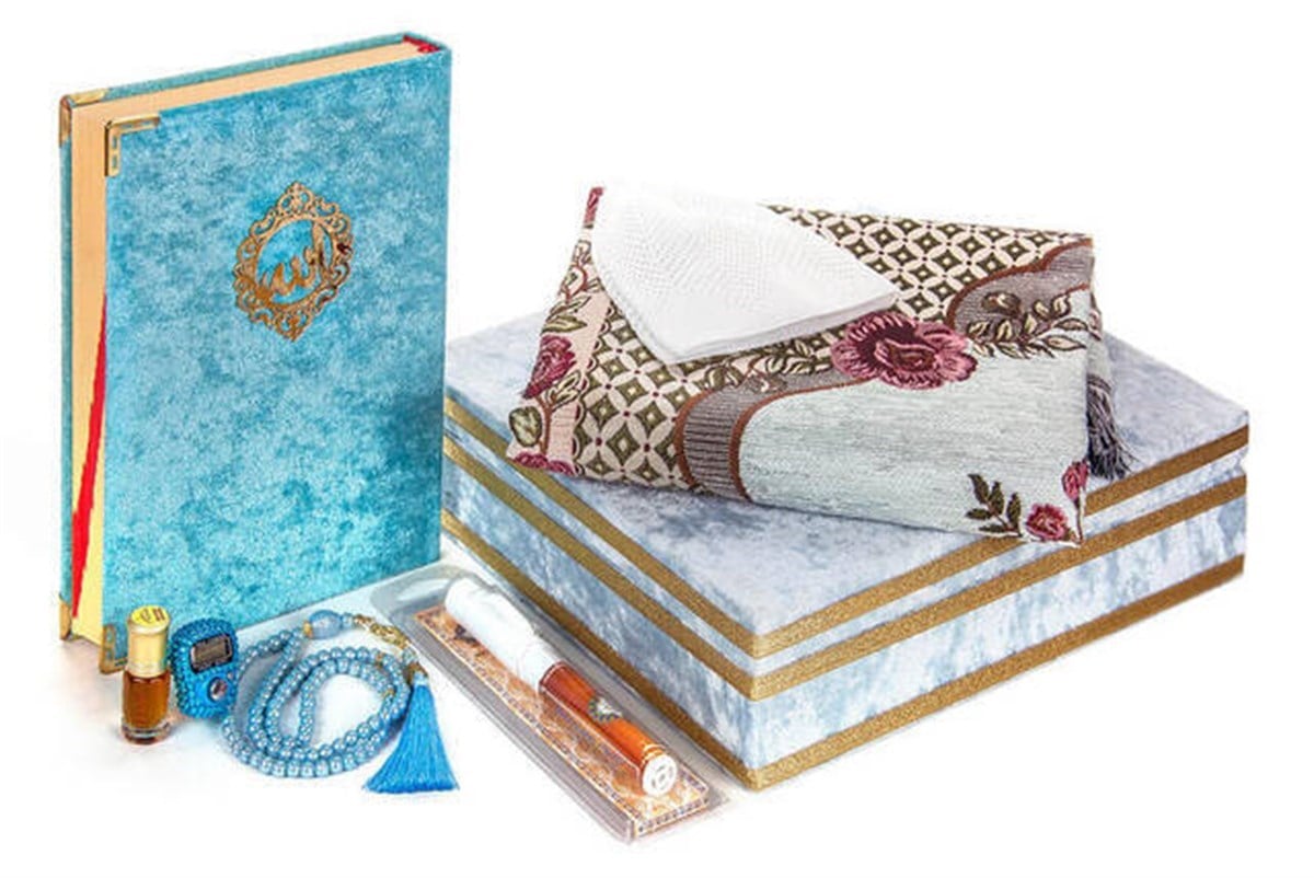 Kuranı Kerim - Özel Kadife Kaplı Sandık - Dini Hediyelik Set