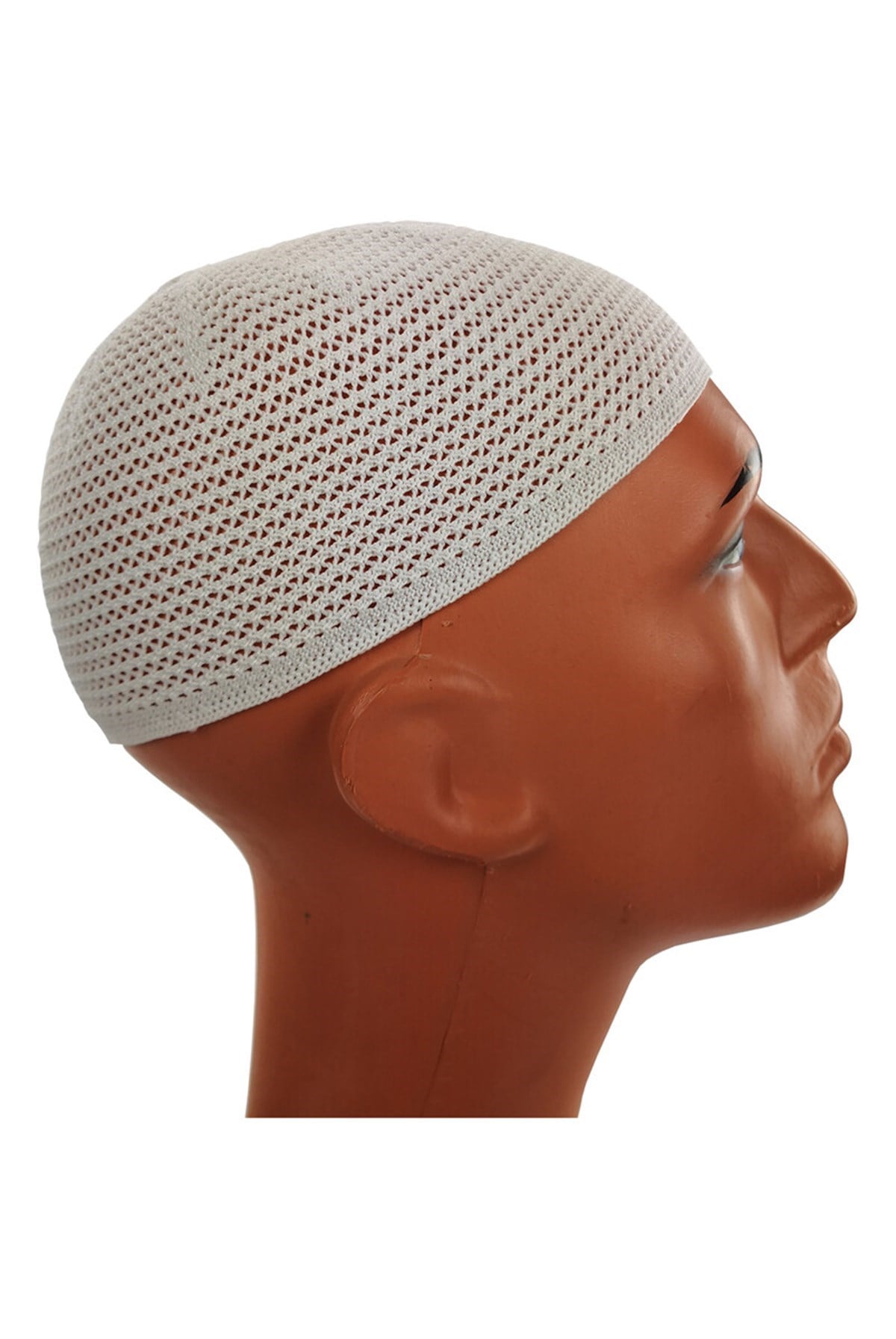 Lüks Çelik Örme Namaz Takkesi Beyaz 1 Adet