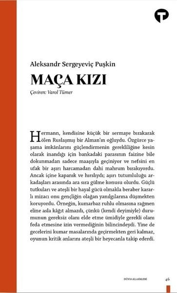 Aleksandr PuşkinDünya KlasikleriMaça Kızı