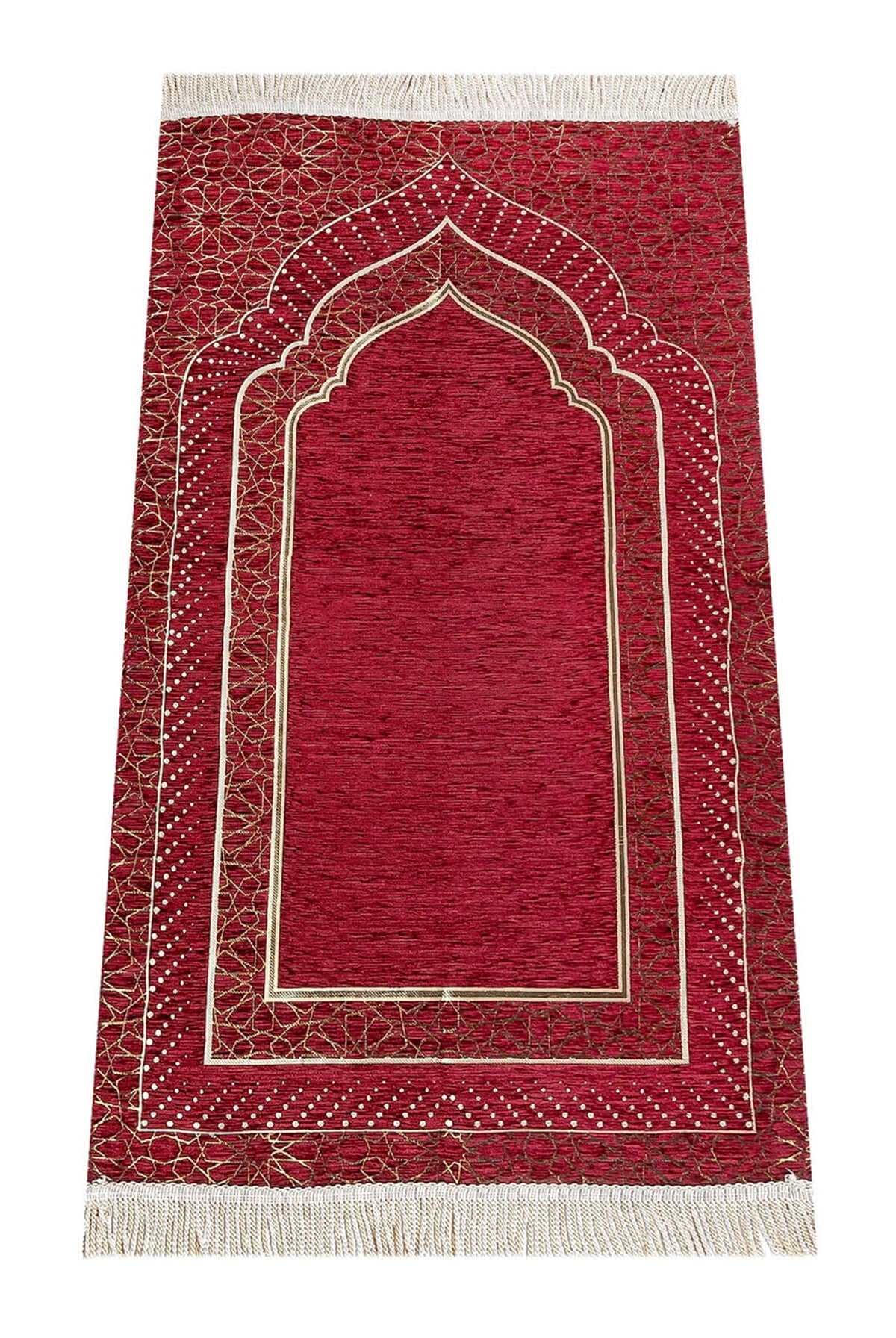 Mihrap Desenli Astarlı Şönil Seccade - Bordo