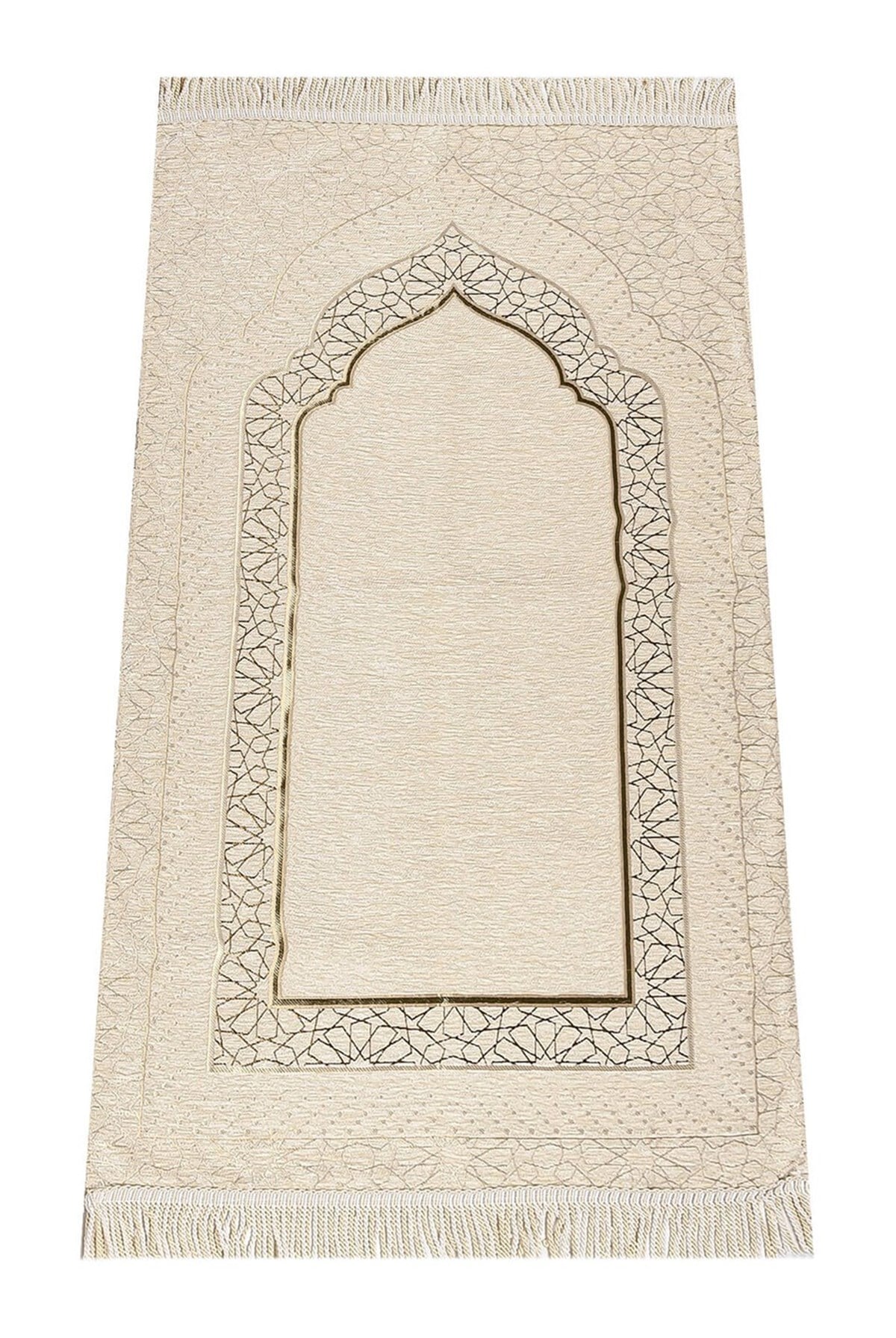 Mihrap Desenli Astarlı Şönil Seccade - Krem