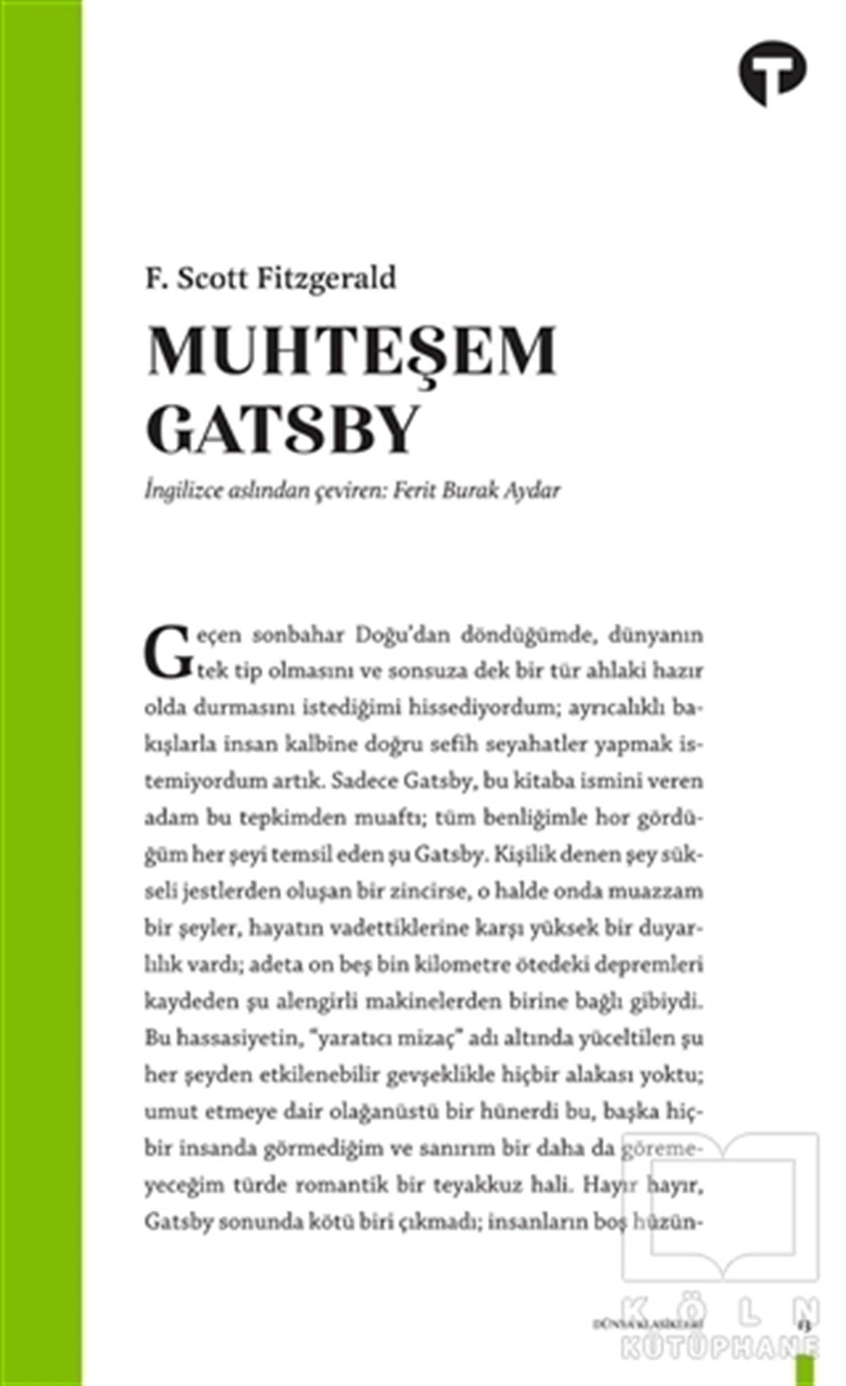 F. Scott FitzgeraldRomanMuhteşem Gatsby