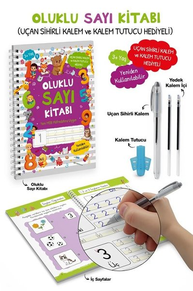 KolektifEgitim Etkinlik KitaplariOluklu Sayı Kitabı - Uçan Sihirli Kalem ve Kalem Tutucu Hediyeli 3+ Yaş