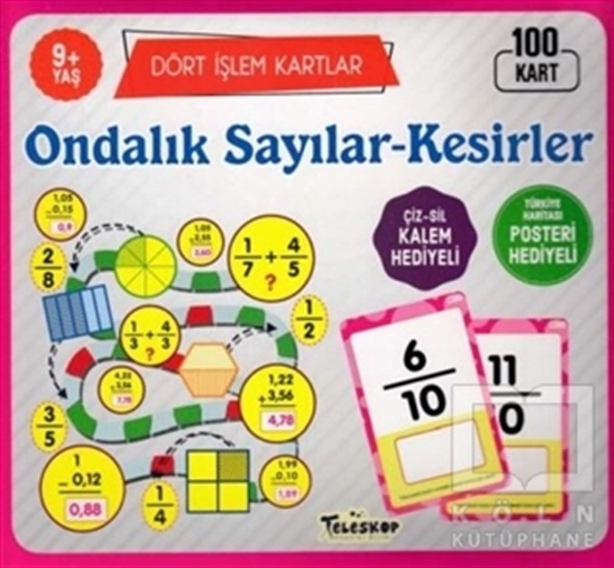 KolektifZeka Gelişimi KitaplarıOndalık Sayılar-Kesirler / Dört İşlem Kartlar 9+ Yaş