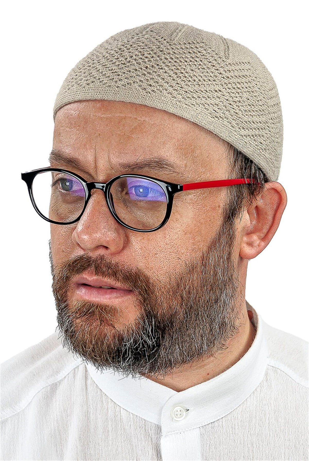 Orlon Örme Kışlık Yün Bere Takke Baklava Desen Bej
