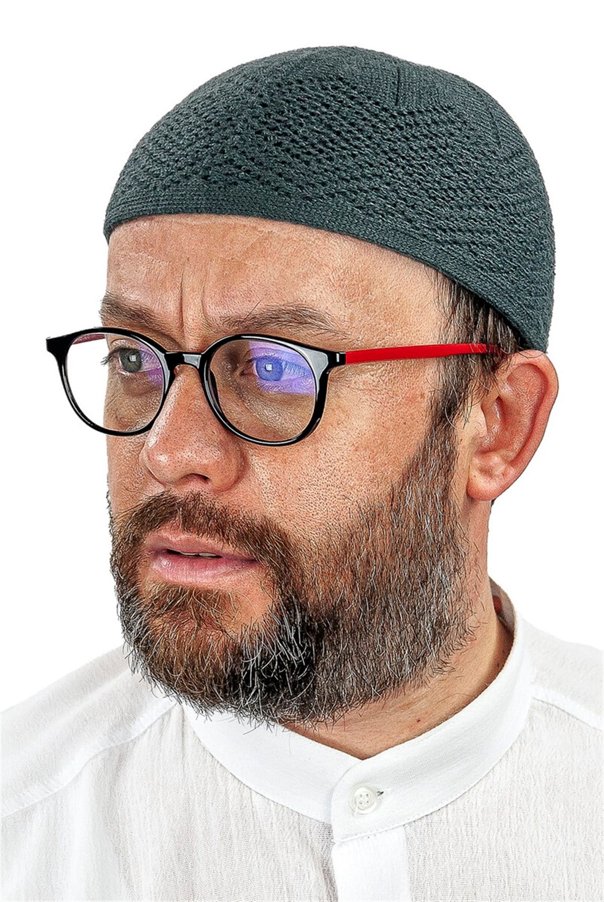 Orlon Örme Kışlık Yün Bere Takke Baklava Desen Gri