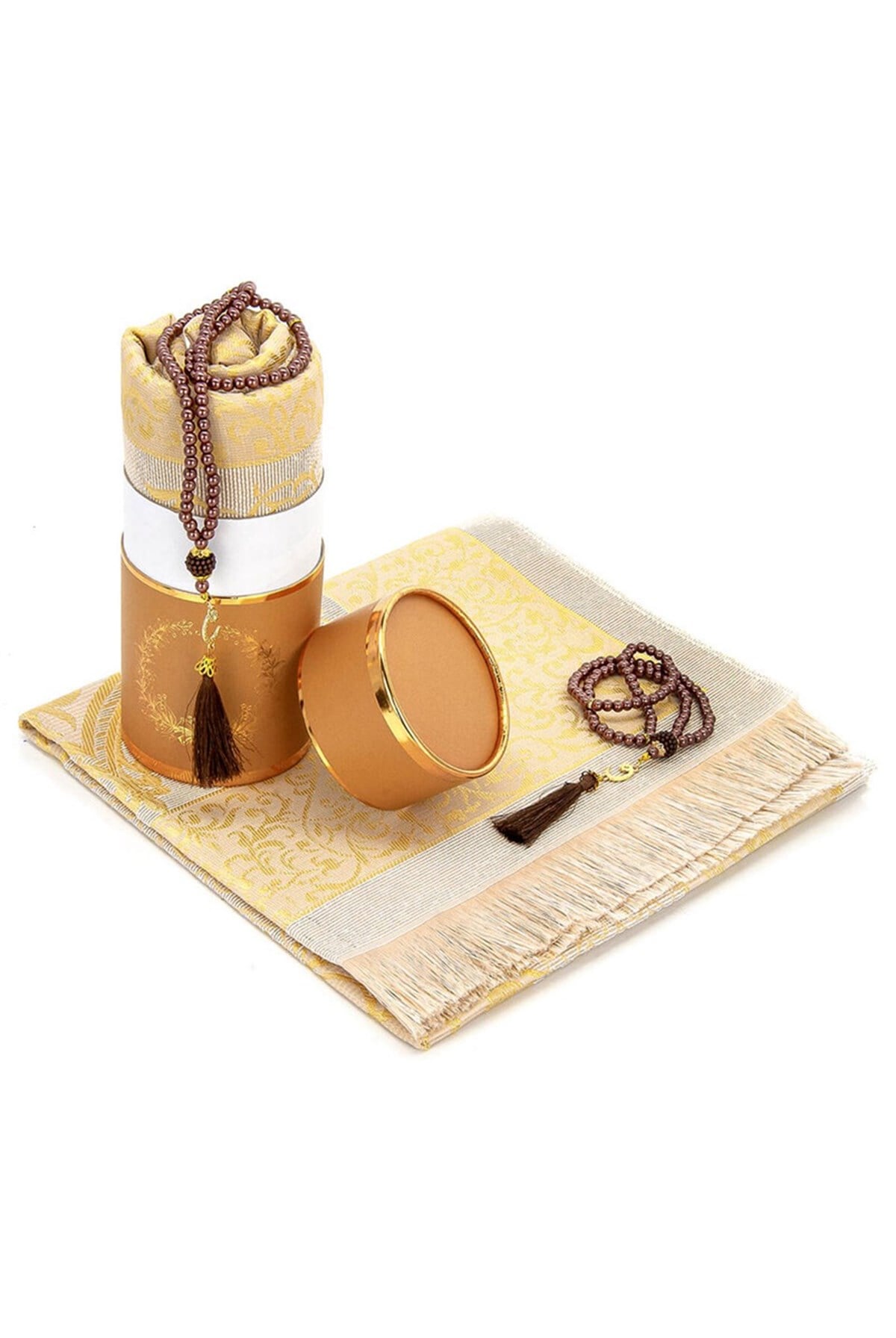 Özel Silindir Kutulu Seccade Seti Sarı