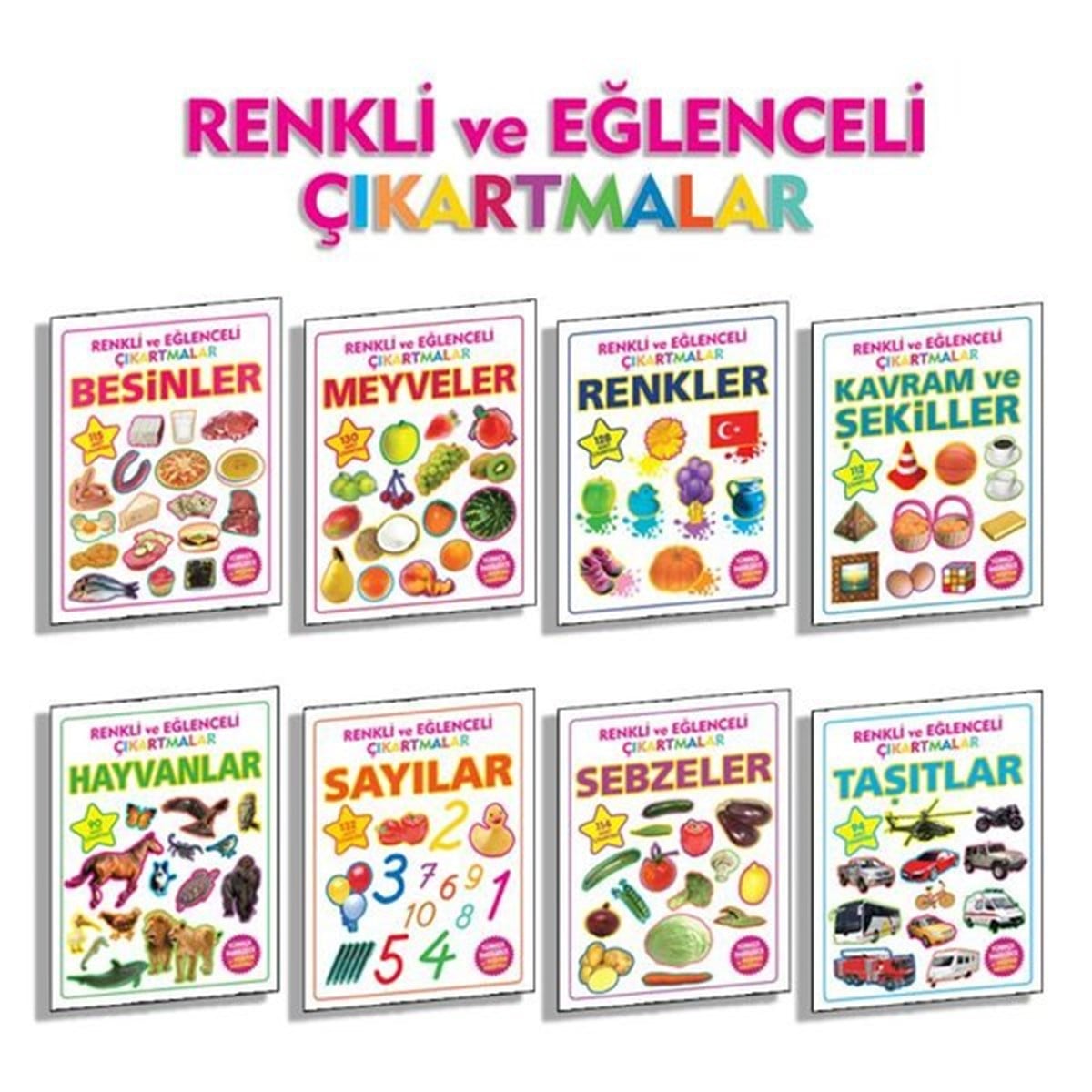 KolektifEgitim Etkinlik KitaplariRenkli ve Eğlenceli Çıkartmalar Seti - 8 Kitap Takım