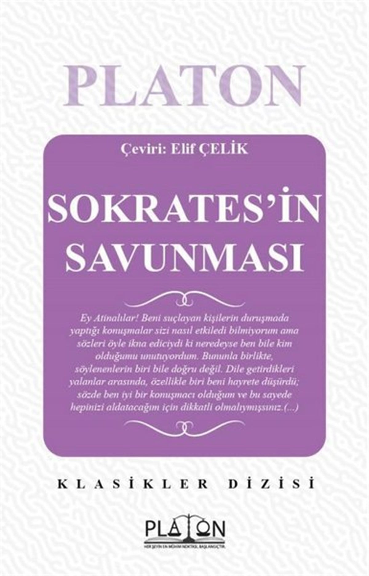 PlatonFelsefe BilimiSokrates'in Savunması