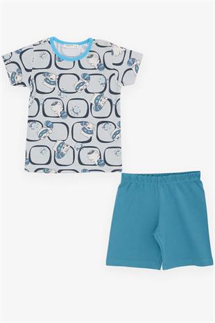 Erkek Bebek Pijama Takımı Sevimli Rakun Desenli Gri (9 Ay-3 Yaş)