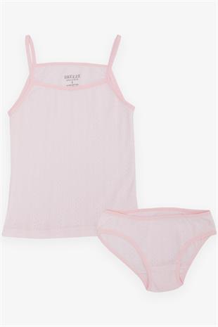 Kız Çocuk Atlet & Slip Takım Jakarlı Pembe (3-11 Yaş)
