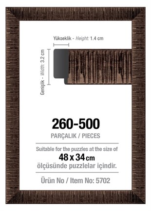 Art  Puzzle 260/500lük Kahverengi 48 x 34 cm Puzzle Çerçevesi (30 mm)