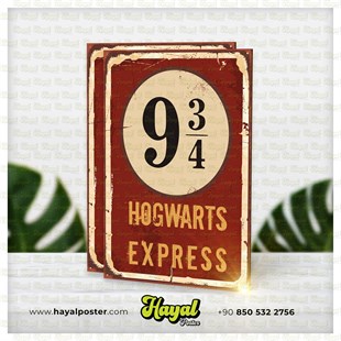 Harry Potter Hogwart Express Dokuz Çeyrek Retro Vintage Ahşap Poster