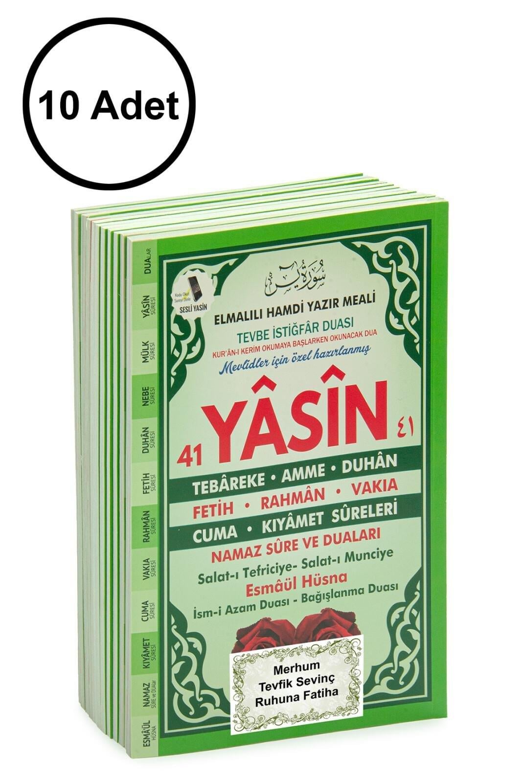 10 Adet Türkçe Mealli Orta Boy 80 Sayfa 41 Yasin - Yeşil Renk