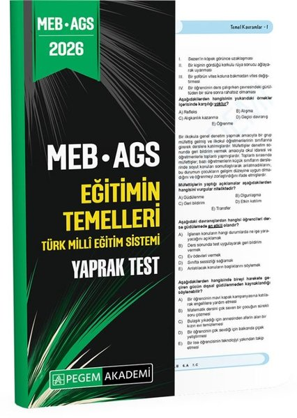 KolektifDiger Sinavlara Hazirlik2026 MEB AGS Eğitimin Temelleri Türk Milli Eğitim Sistemi Yaprak Test