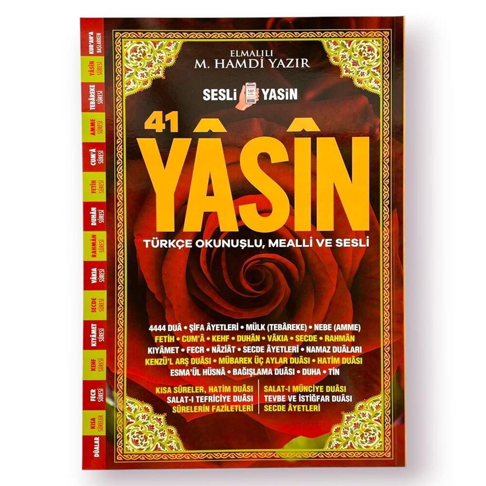 41 Yasin 192 sayfa ,Fihristli, Karton Kapak, Şamua Kağıt, Sesli Yasin, Rahle Boy (20*28 cm)