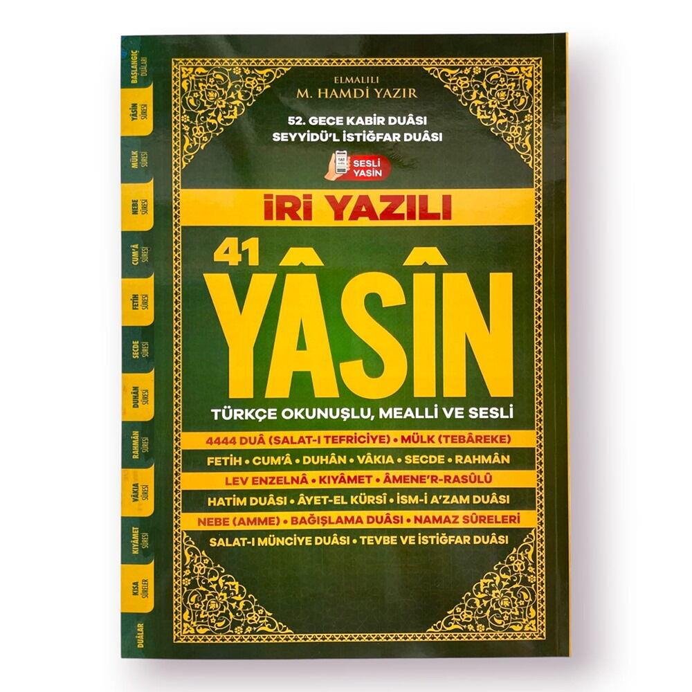 41 Yasin Rahle Boy Karton Kapak, Fihristli , Bilgisayar Hatlı, İri Yazılı ,Qr Kodlu Sesli Yasin Kitabı 192 Sayfa -Yeşil