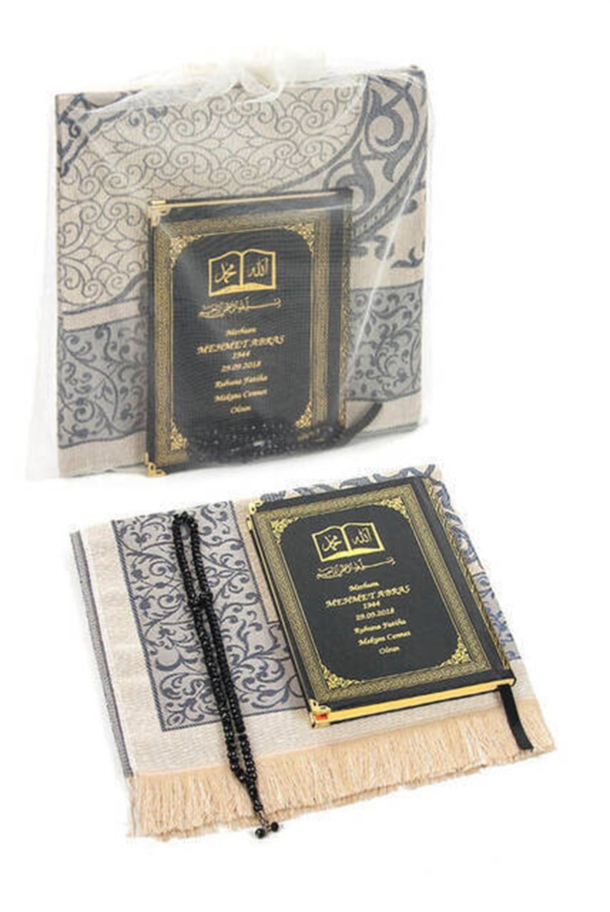 50 ADET - İsim Baskılı Ciltli Yasin Kitabı - Seccade - Kristal Tesbih Set - İslami Hediyeler