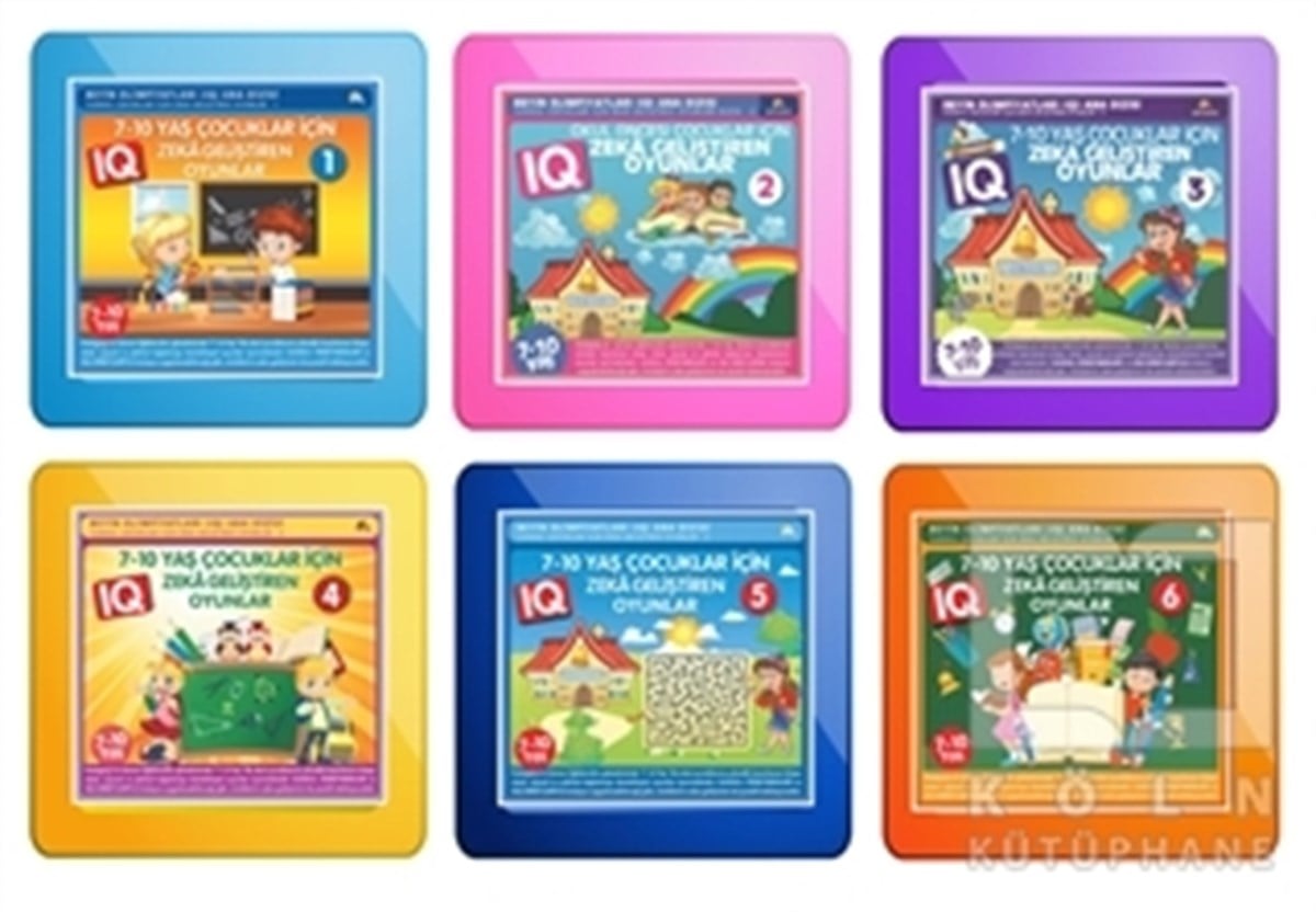 7-10 Yaş Çocuklar İçin IQ Zeka Geliştiren Oyunlar 6 Kitap Takım