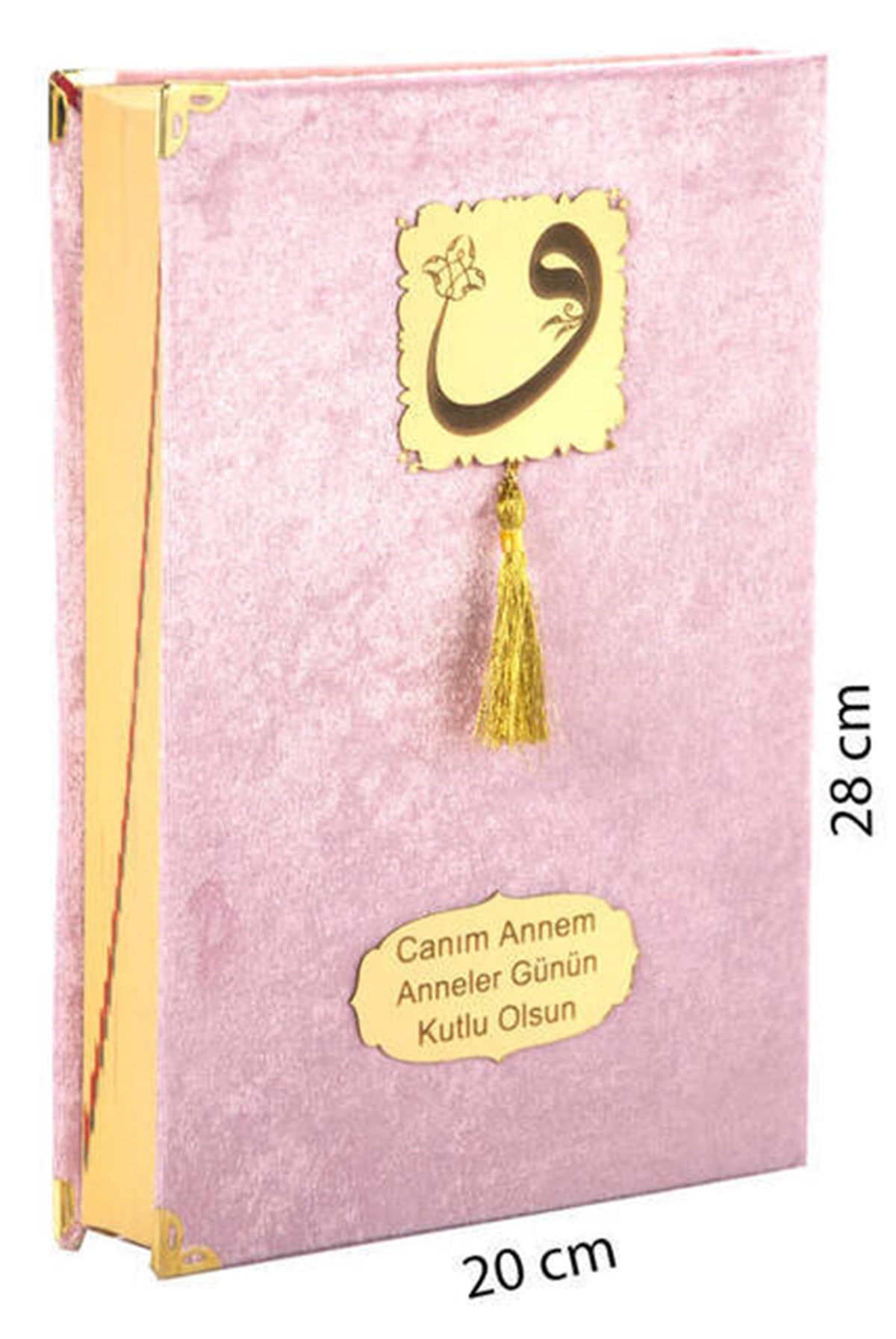 Anneler Günü Hediyesi Kadife Kaplı Kuranı Kerim - Sade Arapça - Rahle Boy - Pembe