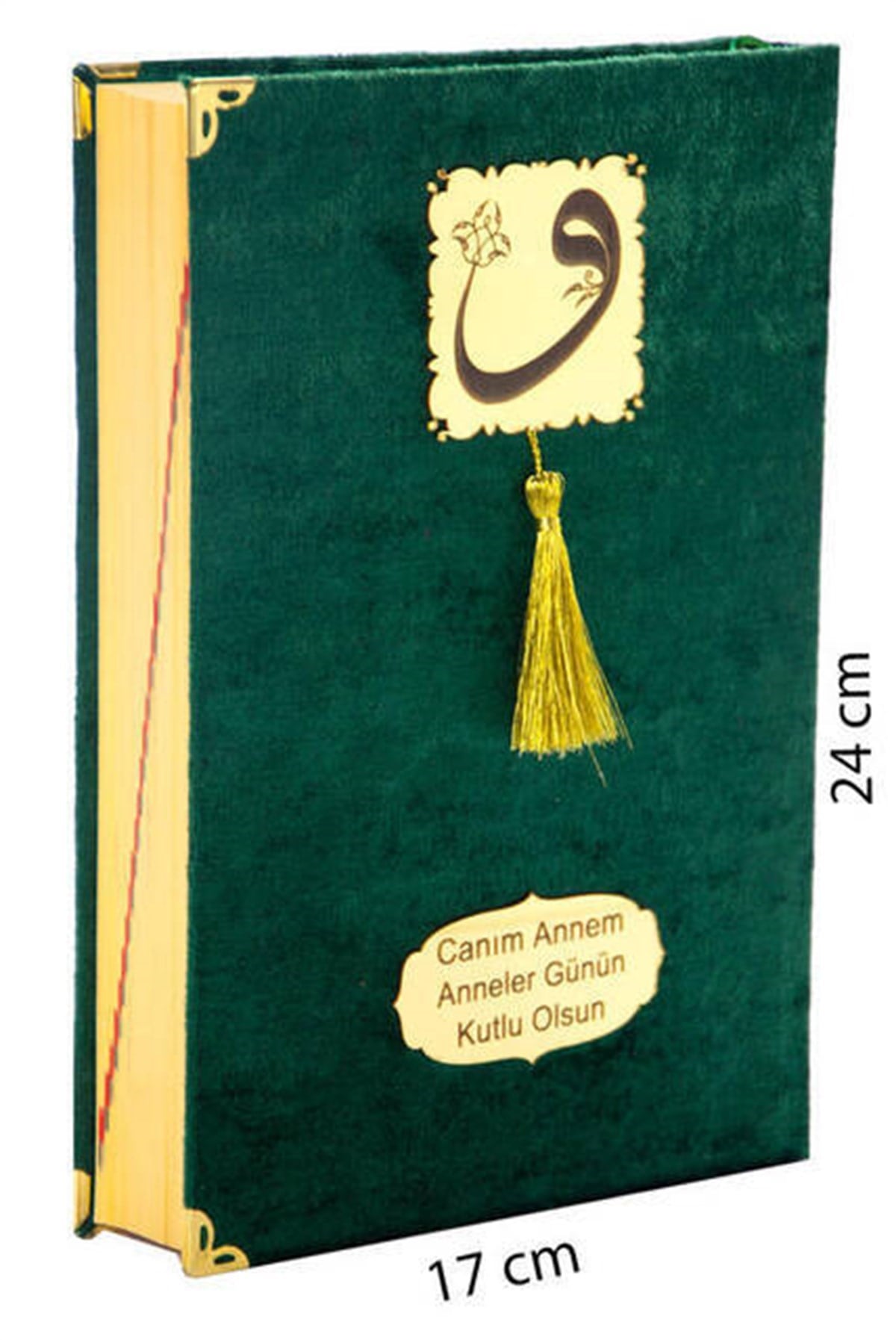 Anneler Günü Hediyesi Kadife Kaplı Kuranı Kerim - Sade Arapça - Orta Boy - Yeşil