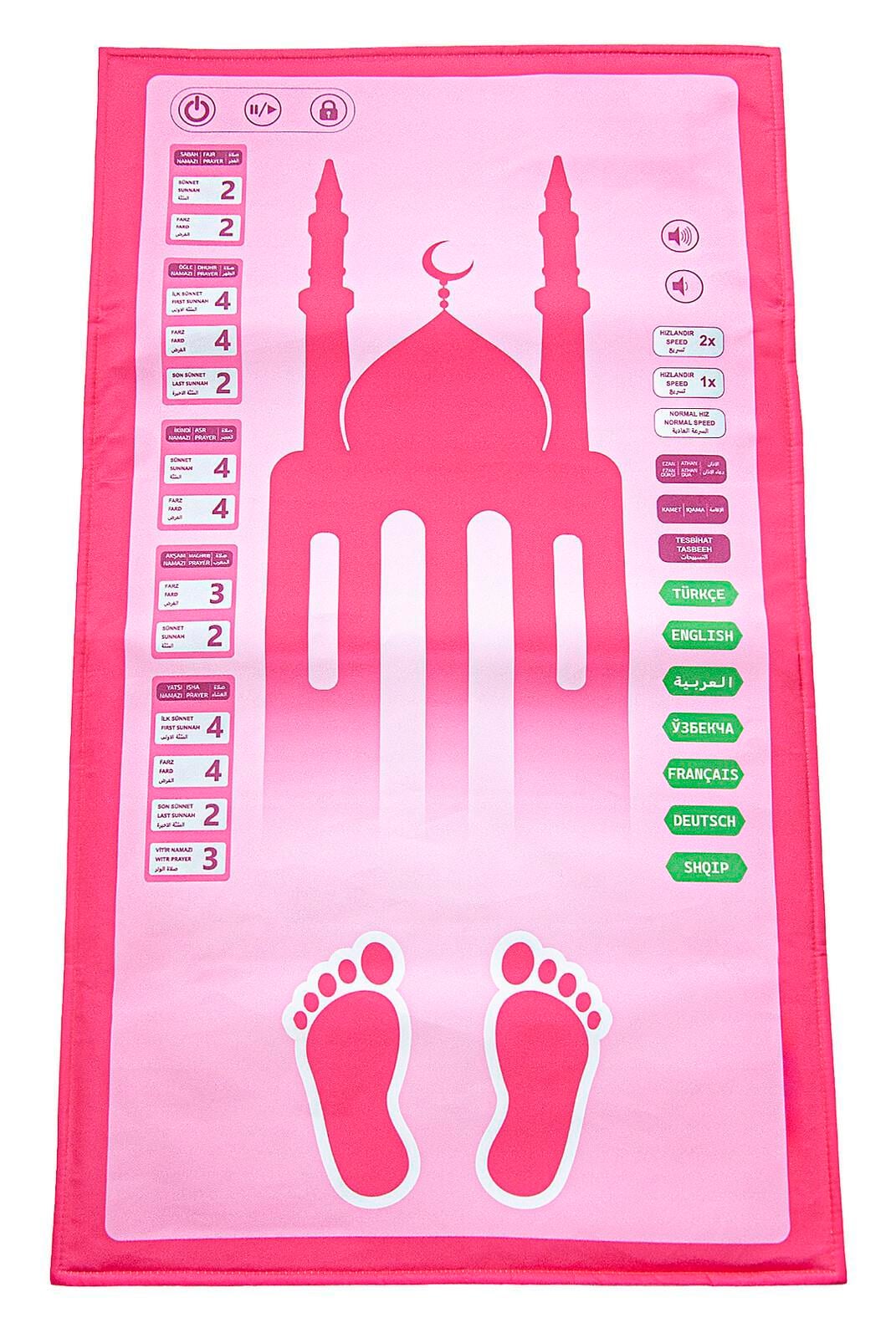 Benim Seccadem Çocuklar İçin Sesli Konuşan 7 Dilde Namaz Kıldıran Seccade Pembe