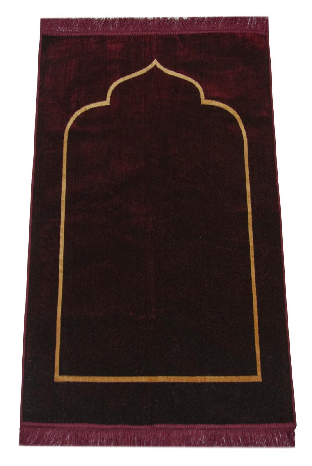 Bordo Minimal Mihraplı Kadife Seccade