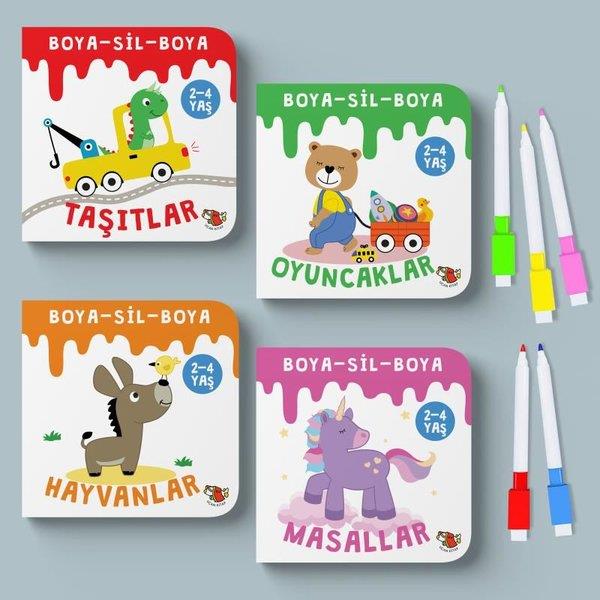 Nur ÖzdemirOkul Öncesi Masal KitaplarıBoya - Sil - Boya Seti 4 Kitap Takım - 5 Kalem Hediye