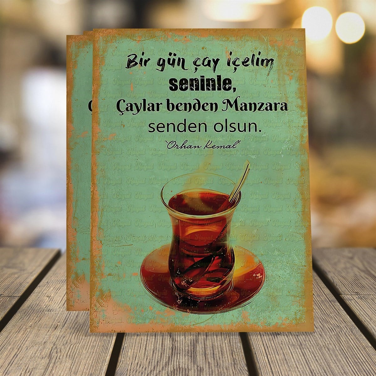 Çaylar Benden Manzara Senden Ahşap Retro