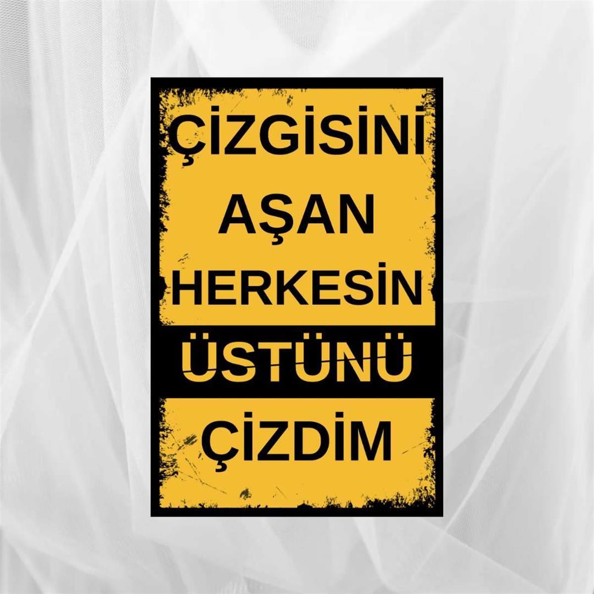 Çizgisini Aşan Duvar Yazıları Retro Ahşap Poster
