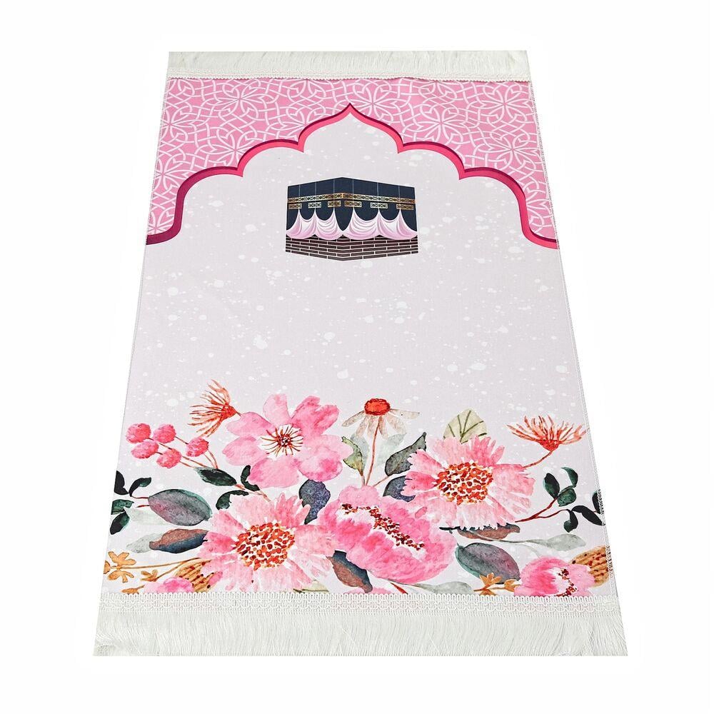 Çocuk Seccadesi Kabe Pembe 82×45 cm 110 gr - Tesbih Hediyeli