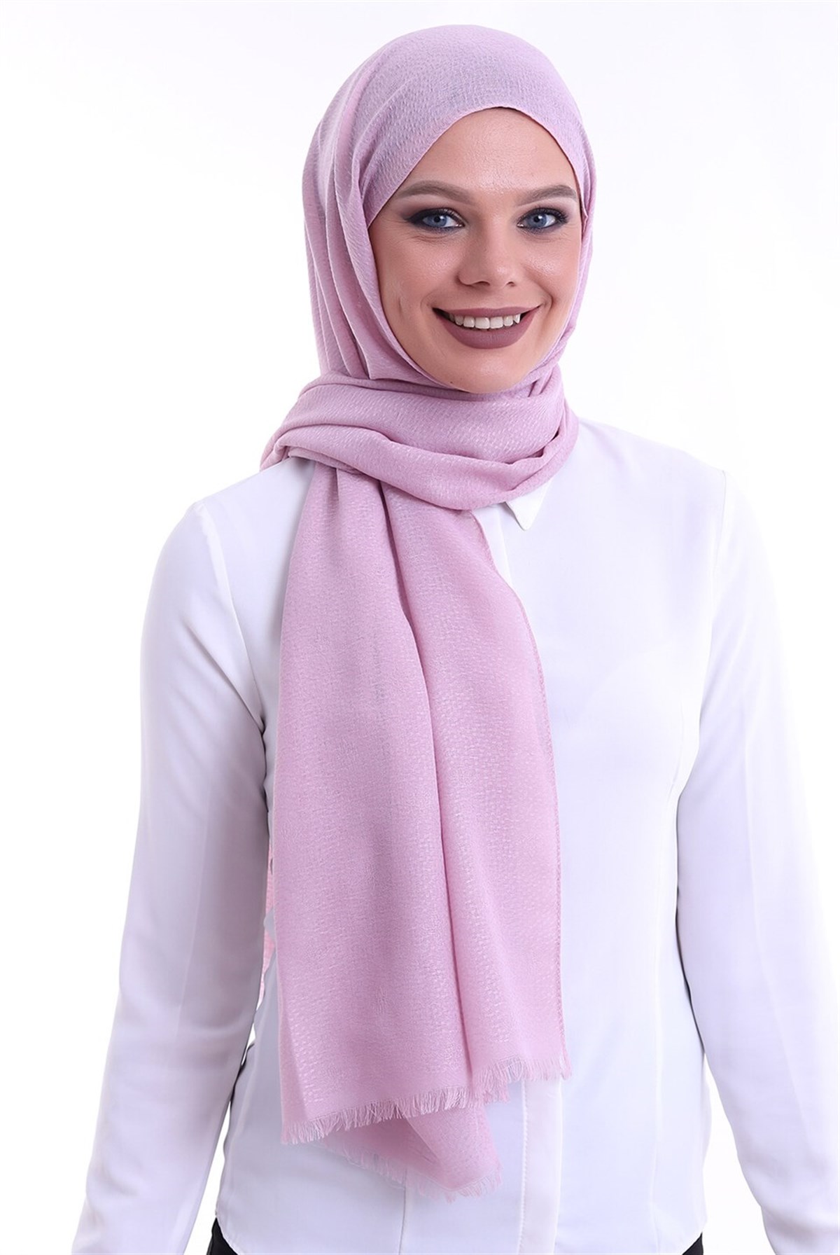 Desenli Pamuk Şal Pembe