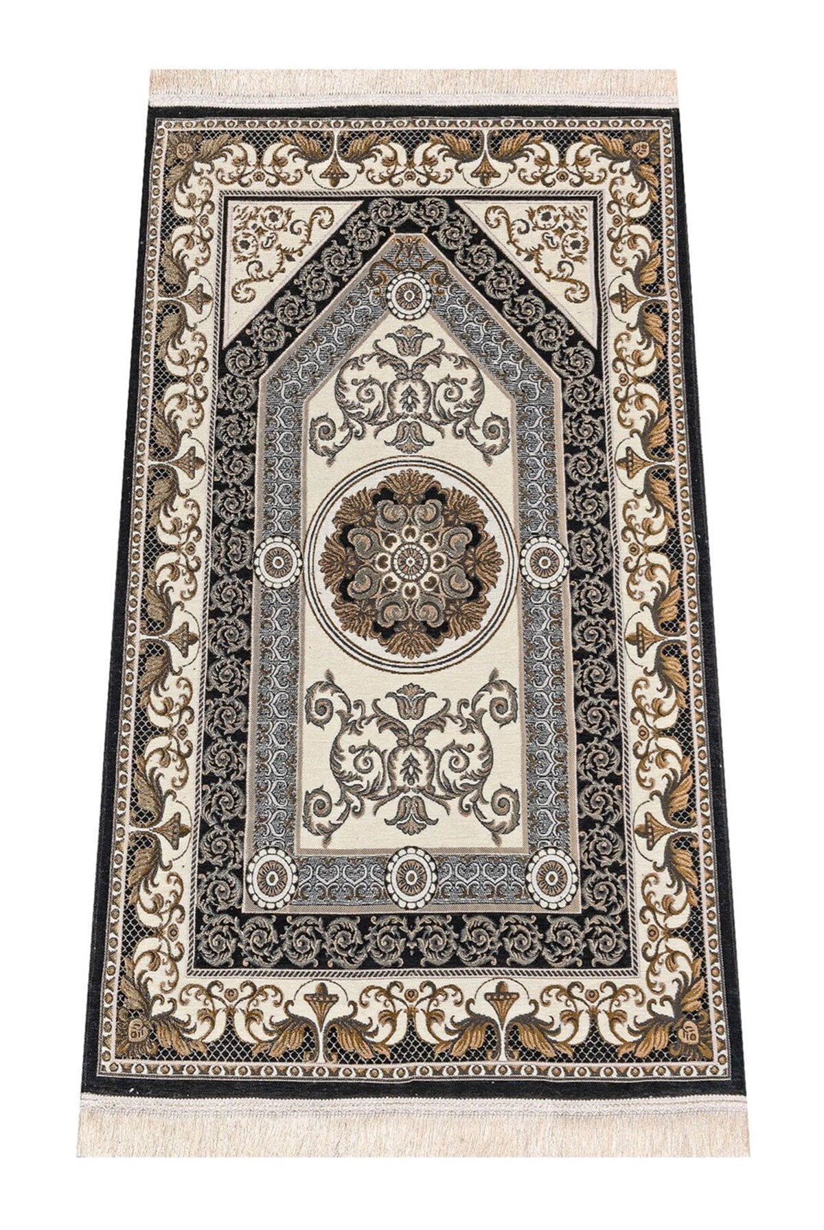 Desenli Şönil Seccade - Siyah
