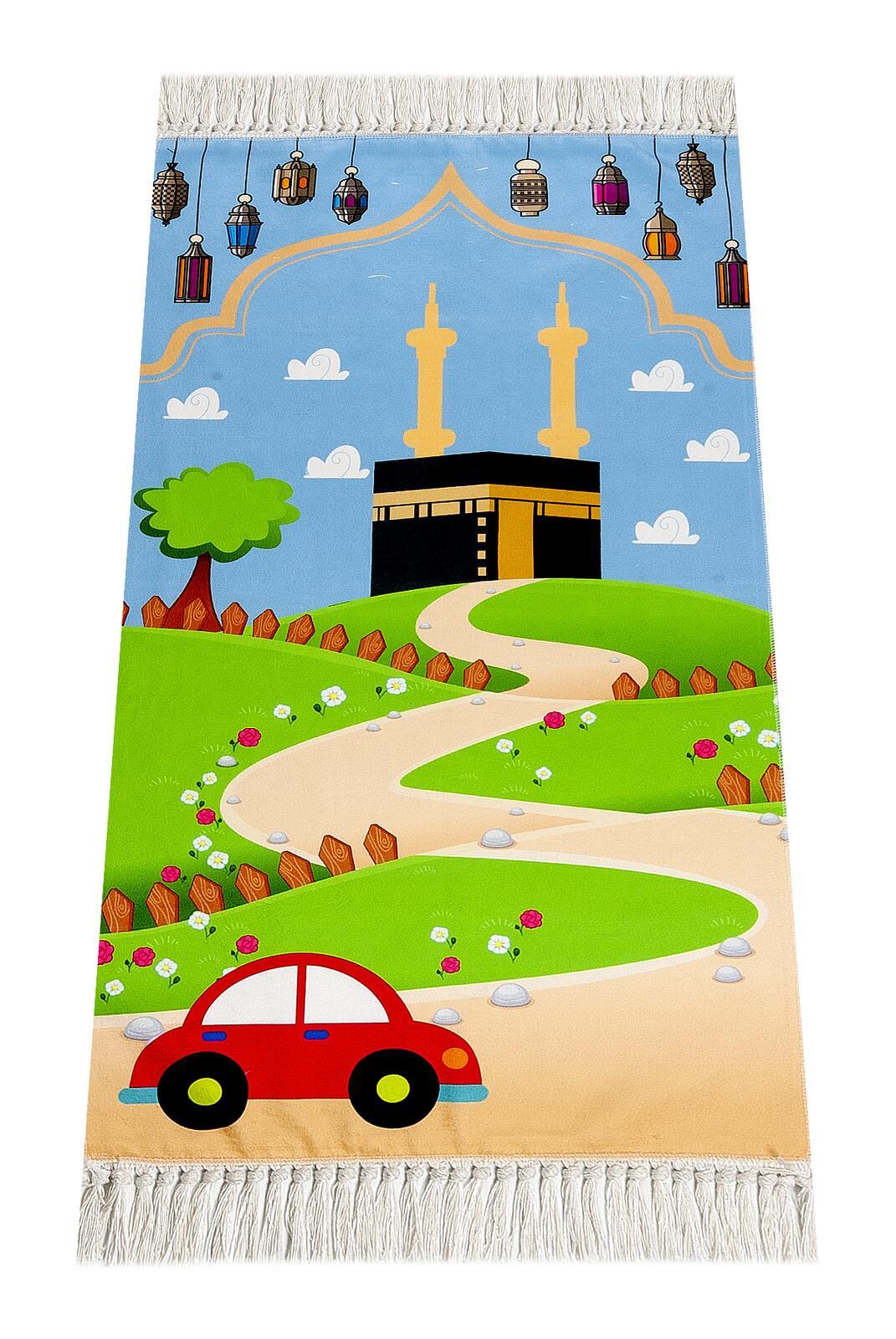 Dijital Baskılı Çocuk Seccadesi - Arabalı - 44 X 78 cm