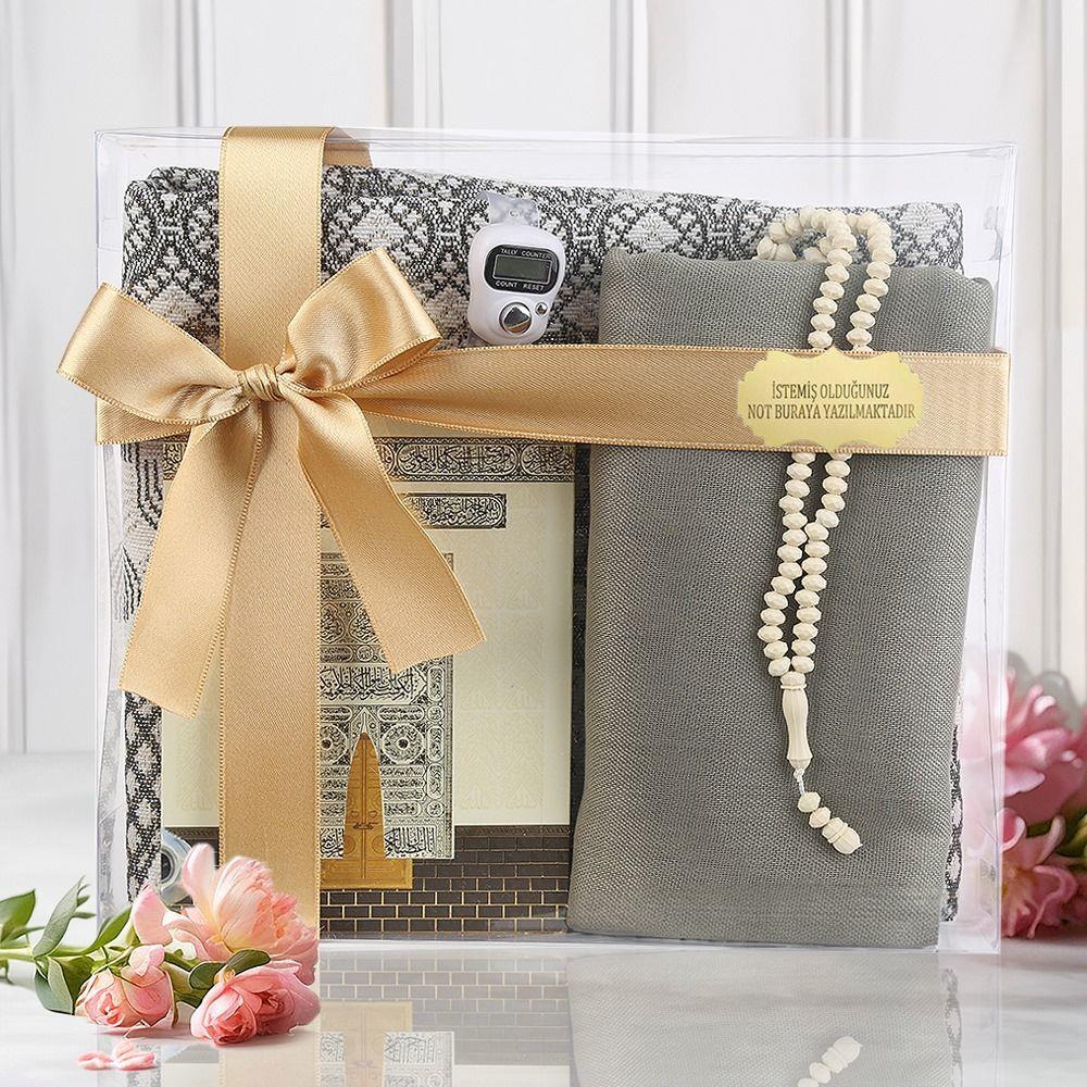 Ekonomik Çanta Boy Yasin, Seccade, Tesbih, Zikirmatik, Süslemeli Asetat Kutulu (23*26 cm -475gr)-Haki