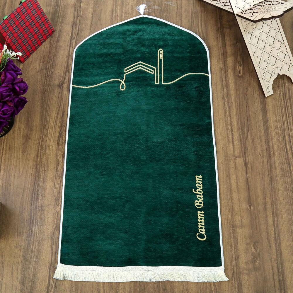 El Kuba Lüks Astarlı Biyeli Seccade İsimli Yeşil (66X125cm) 565 gr