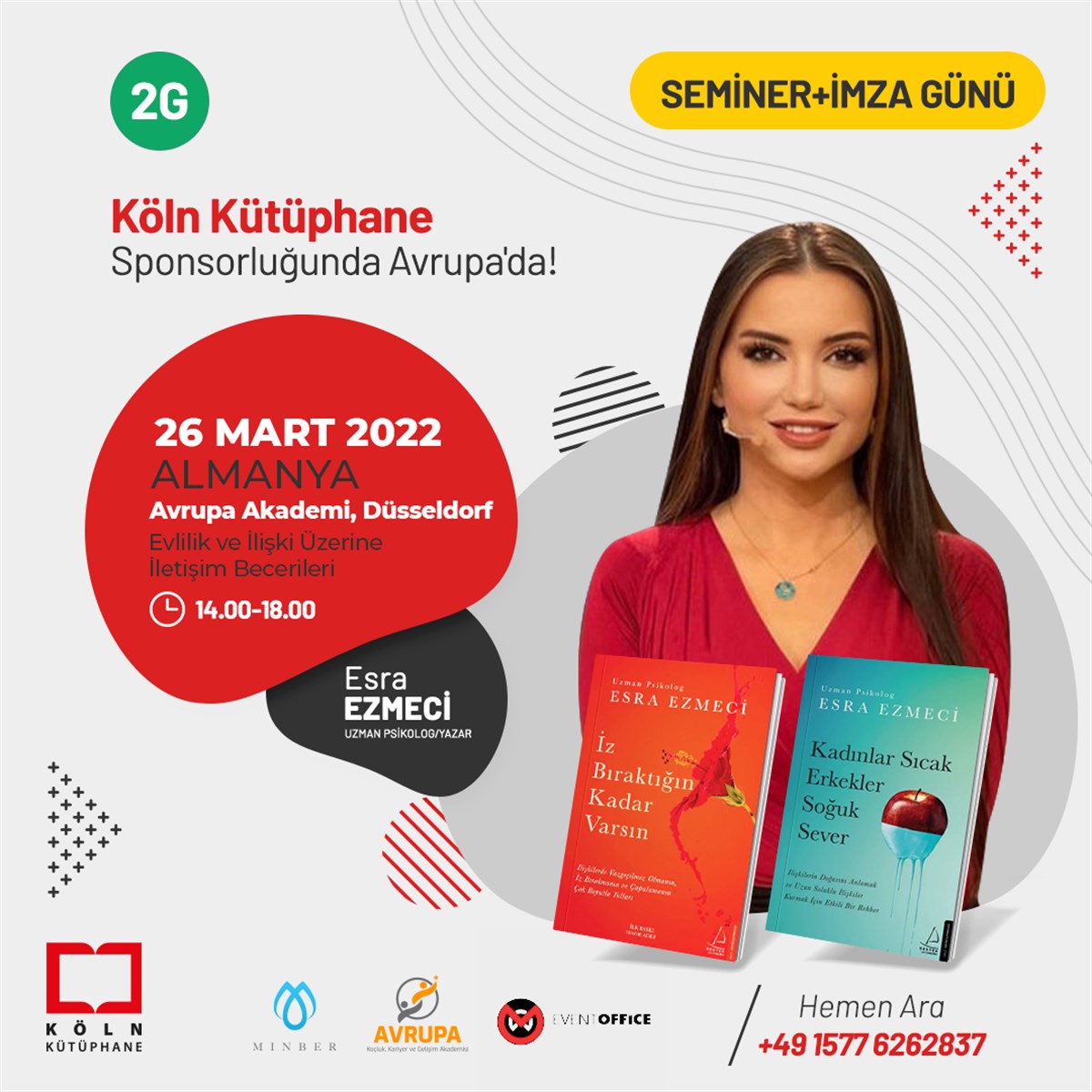 Köln KütüphaneEtkinliklerEsra Ezmeci - Düsseldorf - Seminer + İmza Günü - 26.03.2022