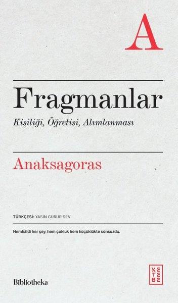 AnaksagorasFelsefe BilimiFragmanlar - Kişiliği Öğretisi Alımlanması