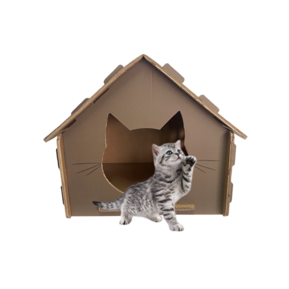 Geri Dönüştürülebilir Kedi Dostu Çatılı Kedi Evi
